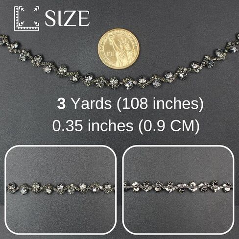PEARLY JUN 3 Yards Rhinestone Trim Chain Gold Diamond Applique Crystal Fringe String for Wedding Dress Straps Sewing Embellishments Crafts Bedazzling Clothes Accessory in Saudi Arabia