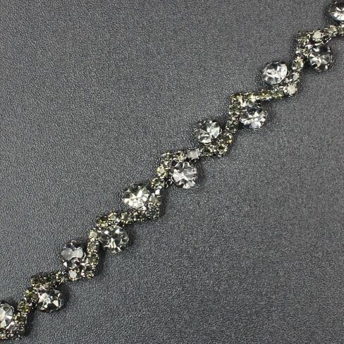 PEARLY JUN 3 Yards Rhinestone Trim Chain Gold Diamond Applique Crystal Fringe String for Wedding Dress Straps Sewing Embellishments Crafts Bedazzling Clothes Accessory in Saudi Arabia