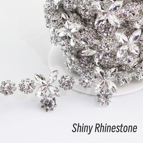 1 Yard Rhinestone Trim Crystal Chain with Sparkling Stones, Sew on Rhinestones Applique for Wedding Dress, DIY Crafts, Costumes, Shoes, Bags, Party Decor, Embellishments (Crystal Chain LF) in Saudi Arabia