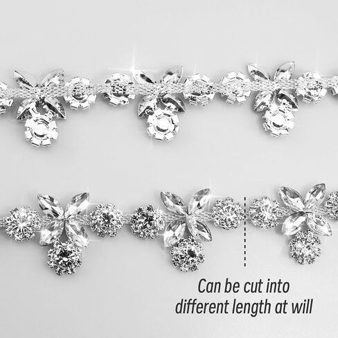 1 Yard Rhinestone Trim Crystal Chain with Sparkling Stones, Sew on Rhinestones Applique for Wedding Dress, DIY Crafts, Costumes, Shoes, Bags, Party Decor, Embellishments (Crystal Chain LF) in Saudi Arabia