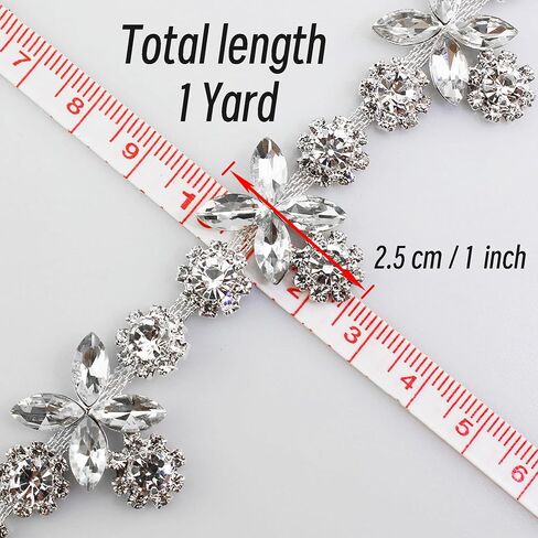 1 Yard Rhinestone Trim Crystal Chain with Sparkling Stones, Sew on Rhinestones Applique for Wedding Dress, DIY Crafts, Costumes, Shoes, Bags, Party Decor, Embellishments (Crystal Chain LF) in Saudi Arabia