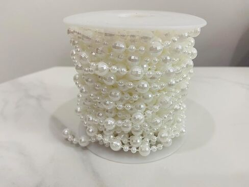 Pearls for Crafting 8+4mm Pearl Strings, 33 Feet Faux Pearl Beads Garland for Christmas Tree Decorations, Wedding Party Holiday Decoration, DIY Craft, White in Saudi Arabia