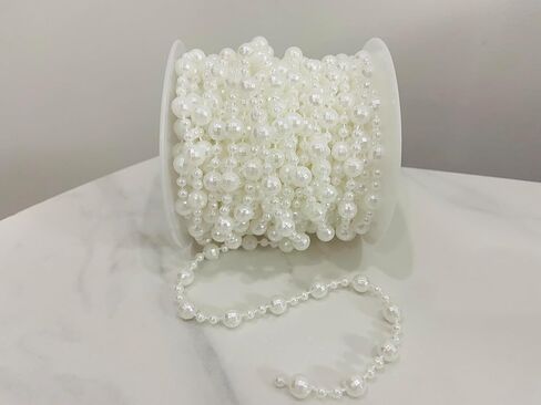 Pearls for Crafting 8+4mm Pearl Strings, 33 Feet Faux Pearl Beads Garland for Christmas Tree Decorations, Wedding Party Holiday Decoration, DIY Craft, White in Saudi Arabia