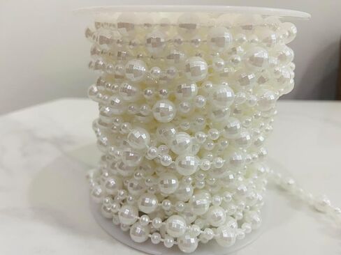Pearls for Crafting 8+4mm Pearl Strings, 33 Feet Faux Pearl Beads Garland for Christmas Tree Decorations, Wedding Party Holiday Decoration, DIY Craft, White in Saudi Arabia