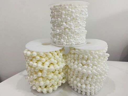 Pearls for Crafting 8+4mm Pearl Strings, 33 Feet Faux Pearl Beads Garland for Christmas Tree Decorations, Wedding Party Holiday Decoration, DIY Craft, White in Saudi Arabia