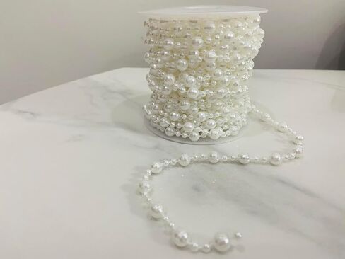 Pearls for Crafting 8+4mm Pearl Strings, 33 Feet Faux Pearl Beads Garland for Christmas Tree Decorations, Wedding Party Holiday Decoration, DIY Craft, White in Saudi Arabia