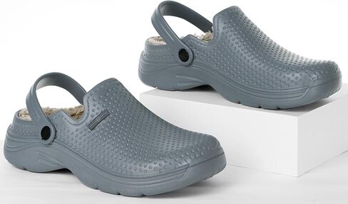 Womens Mens Fur Lined Clogs Waterproof Garden Shoes Winter Warm House Slippers Indoor Outdoor Mules in Kuwait