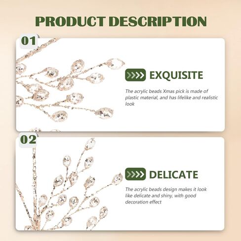 6 PCS حبة الاكريليك قطرة السيقان الاصطناعية فروع الجذعية الاصطناعية للعرائس لحفل الزفاف عيد الميلاد ديكور الحرف اليه in Saudi Arabia