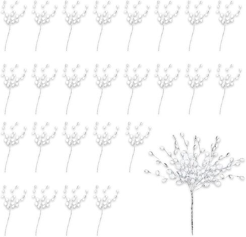 Hpmjz 25 Pcs Acrylic Crystal Flower Branches Glitter Floral Acrylic Picks Clear Crystal Flower Stem Branches Artificial Beaded Bouquets for Christmas Wedding Bridal DIY Crafts Home Easter Decor in Saudi Arabia