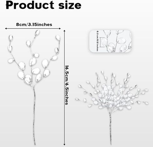 Hpmjz 25 Pcs Acrylic Crystal Flower Branches Glitter Floral Acrylic Picks Clear Crystal Flower Stem Branches Artificial Beaded Bouquets for Christmas Wedding Bridal DIY Crafts Home Easter Decor in Saudi Arabia