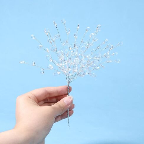 Hpmjz 25 Pcs Acrylic Crystal Flower Branches Glitter Floral Acrylic Picks Clear Crystal Flower Stem Branches Artificial Beaded Bouquets for Christmas Wedding Bridal DIY Crafts Home Easter Decor in Saudi Arabia
