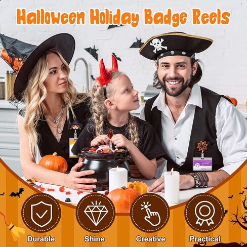 Zeyune 28 Pcs Halloween Badge Reel Nurses Spider Web Pumpkin Holiday Badge Reels Retractable Halloween Ghost Witch Felt ID Name Holder with Clip for Office Gifts in Saudi Arabia