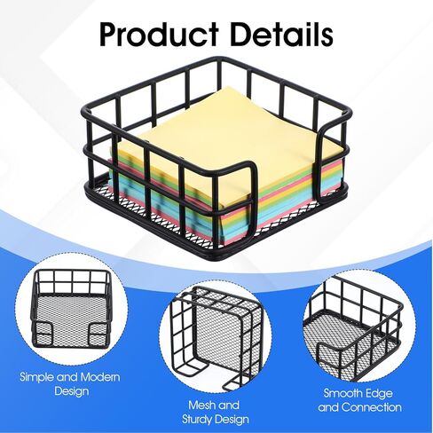2pcs حامل ملاحظة لزجة أسود للمكتب ، حامل ملاحظة معدنية لزجة ، موزع الملاحظات اللاصقة ، منظم الملاحظات اللاصقة لمكتب مكتب المسكن المكتبي in Kuwait