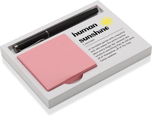 Human Sunshine Desk Note Holder Gift for Coworker Teacher Friend, Inspirational White Wood Sticky Note and Pen Tray, Appreciation Office Decor for Women Men Birthday Graduation, NPB605 in Saudi Arabia