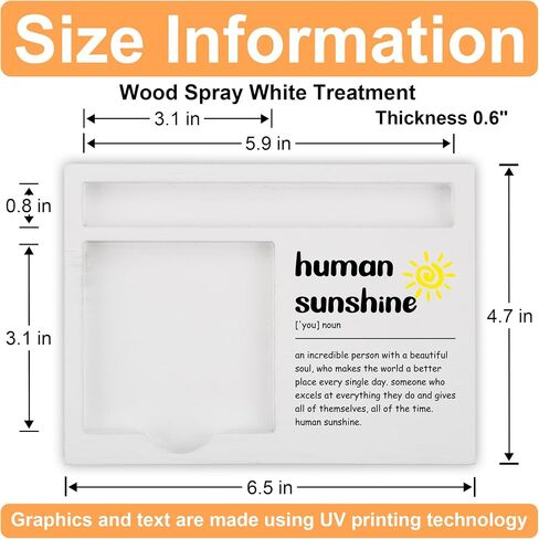 Human Sunshine Desk Note Holder Gift for Coworker Teacher Friend, Inspirational White Wood Sticky Note and Pen Tray, Appreciation Office Decor for Women Men Birthday Graduation, NPB605 in Saudi Arabia