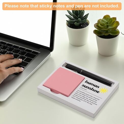 Human Sunshine Desk Note Holder Gift for Coworker Teacher Friend, Inspirational White Wood Sticky Note and Pen Tray, Appreciation Office Decor for Women Men Birthday Graduation, NPB605 in Saudi Arabia