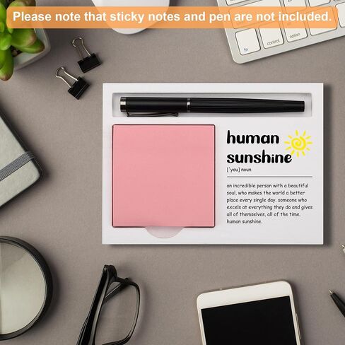 Human Sunshine Desk Note Holder Gift for Coworker Teacher Friend, Inspirational White Wood Sticky Note and Pen Tray, Appreciation Office Decor for Women Men Birthday Graduation, NPB605 in Saudi Arabia