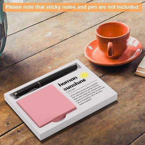 Human Sunshine Desk Note Holder Gift for Coworker Teacher Friend, Inspirational White Wood Sticky Note and Pen Tray, Appreciation Office Decor for Women Men Birthday Graduation, NPB605 in Saudi Arabia
