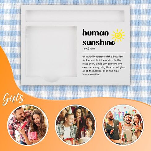 Human Sunshine Desk Note Holder Gift for Coworker Teacher Friend, Inspirational White Wood Sticky Note and Pen Tray, Appreciation Office Decor for Women Men Birthday Graduation, NPB605 in Saudi Arabia