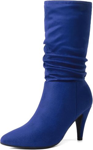 DREAM PAIRS Women's High Heel Mid Calf Boots Slouchy Pointed Toe Fall Boots in Saudi Arabia