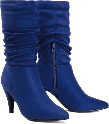 DREAM PAIRS Women's High Heel Mid Calf Boots Slouchy Pointed Toe Fall Boots in Saudi Arabia