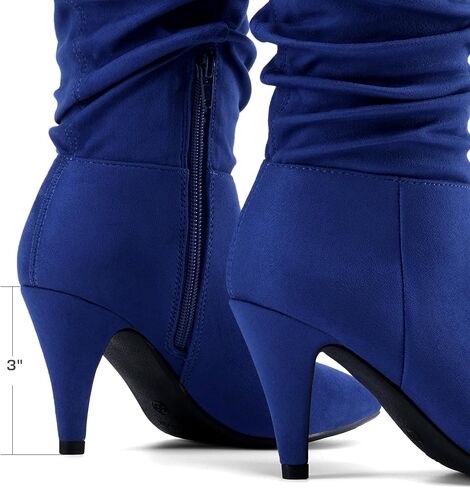 DREAM PAIRS Women's High Heel Mid Calf Boots Slouchy Pointed Toe Fall Boots in Saudi Arabia