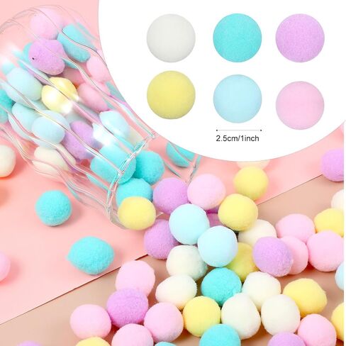 100 PCS مزيج كرات بومب بومس ملونة ، 1 بوصة بوم بومس متنوعة باستيل صغيرة البومبوم متعددة الألوان الكبرى لحرف العطلات التي تصنع ديي ديكورات مصغرة (متعددة الألوان) in Saudi Arabia