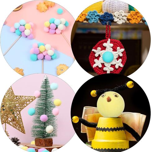 100 PCS مزيج كرات بومب بومس ملونة ، 1 بوصة بوم بومس متنوعة باستيل صغيرة البومبوم متعددة الألوان الكبرى لحرف العطلات التي تصنع ديي ديكورات مصغرة (متعددة الألوان) in Saudi Arabia