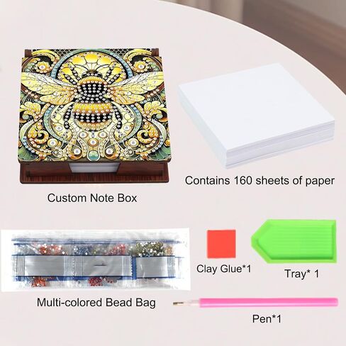 JISHSHAY Diamond Painting Note Box Mandala Diamond Art Notecard Box Flower Gem Art Sticky Note Holder Gem Painting Embroidery Kit Mosaic Kits for Adults Memo Pad Holder, Contains 160 Sheets of Paper in Saudi Arabia