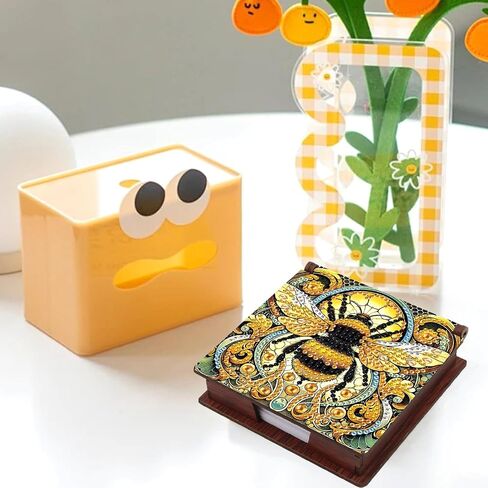 JISHSHAY Diamond Painting Note Box Mandala Diamond Art Notecard Box Flower Gem Art Sticky Note Holder Gem Painting Embroidery Kit Mosaic Kits for Adults Memo Pad Holder, Contains 160 Sheets of Paper in Saudi Arabia