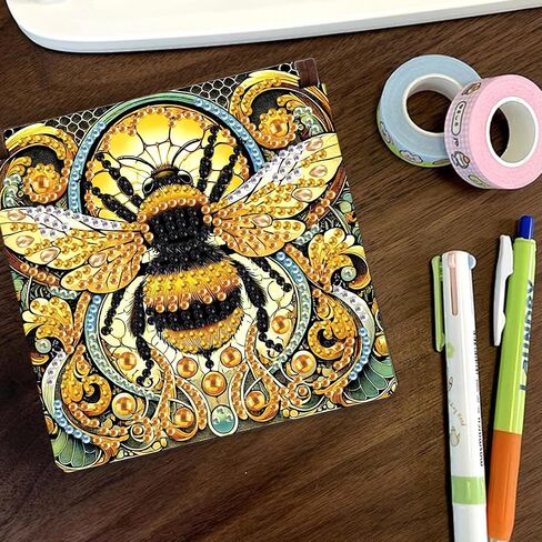 JISHSHAY Diamond Painting Note Box Mandala Diamond Art Notecard Box Flower Gem Art Sticky Note Holder Gem Painting Embroidery Kit Mosaic Kits for Adults Memo Pad Holder, Contains 160 Sheets of Paper in Saudi Arabia