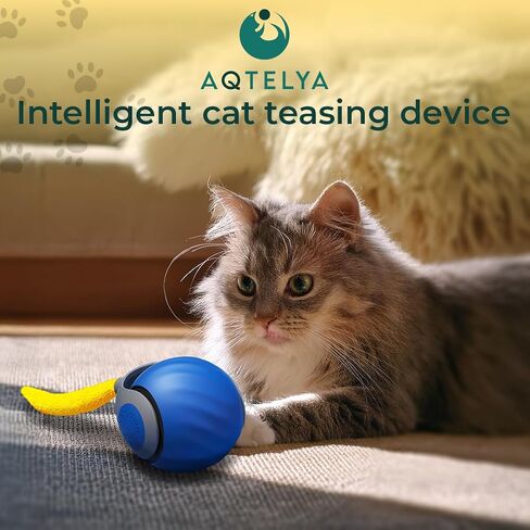 Interactive Cat Toy - Interactive Dog Toys, Automatic Cat Toy, USB Rechargeable, Suitable for Indoor and Outdoor - Moving Dog Toy, Cat Toys Interactive Speedy Tail 3.0 (Blue) in Saudi Arabia