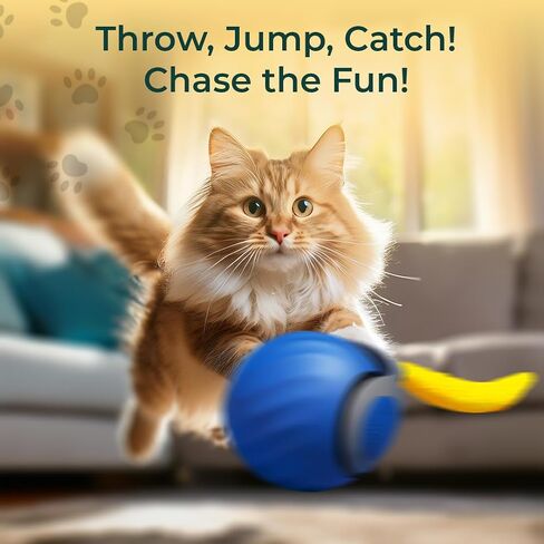 Interactive Cat Toy - Interactive Dog Toys, Automatic Cat Toy, USB Rechargeable, Suitable for Indoor and Outdoor - Moving Dog Toy, Cat Toys Interactive Speedy Tail 3.0 (Blue) in Saudi Arabia