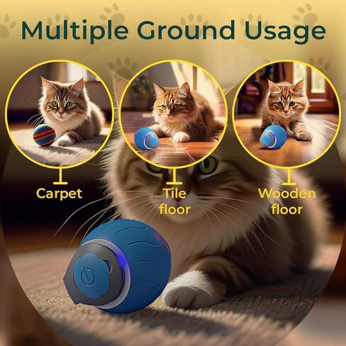 Interactive Cat Toy - Interactive Dog Toys, Automatic Cat Toy, USB Rechargeable, Suitable for Indoor and Outdoor - Moving Dog Toy, Cat Toys Interactive Speedy Tail 3.0 (Blue) in Saudi Arabia