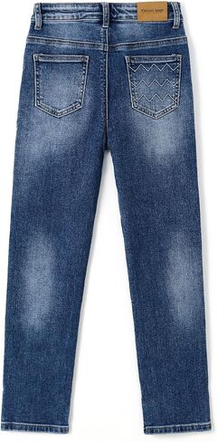 KIDSCOOL SPACE Girl Jeans، طفل صغير ممزق شريط مطاطي داخل بنطال جينز من الدينيم ذو قصة ضيقة in Kuwait