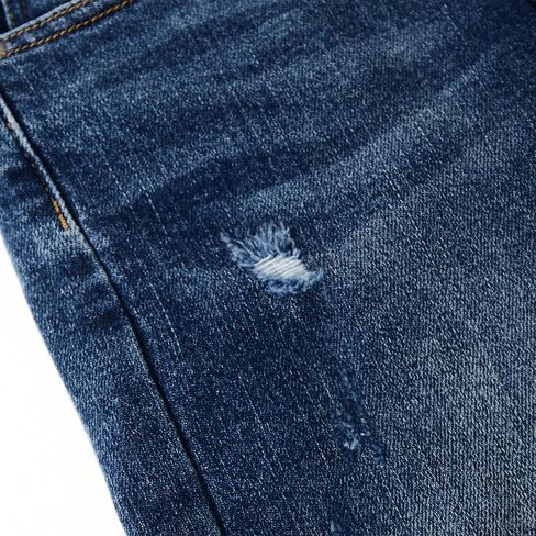 KIDSCOOL SPACE Girl Jeans، طفل صغير ممزق شريط مطاطي داخل بنطال جينز من الدينيم ذو قصة ضيقة in Kuwait