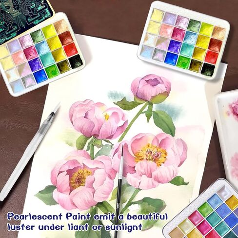 مجموعة طلاء مائية صغيرة - مجموعة ألوان مائية مع 8 ألوان لوحة ، كراسة رسم 300 جرام ، فرش المياه ، كيس مقطع ومخزين ، مجموعة ألوان المياه المحمولة حجم الجيب للفنانين والطلاب والمبتدئين in Kuwait