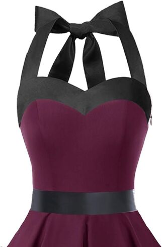 فستان حفلات الكوكتيل العتيق للنساء من DRESSTELLS، فستان قصير من الخمسينيات من القرن العشرين لحفلات الزفاف الرسمية للضيوف والحفلات الراقصة روكابيلي سوينغ قصير عنابي أسود L in Kuwait