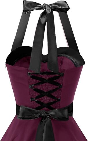 فستان حفلات الكوكتيل العتيق للنساء من DRESSTELLS، فستان قصير من الخمسينيات من القرن العشرين لحفلات الزفاف الرسمية للضيوف والحفلات الراقصة روكابيلي سوينغ قصير عنابي أسود L in Kuwait