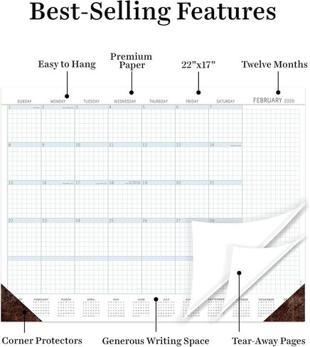 TF Publishing 2026 Bountiful Blooms Large Desk Pad Monthly Blotter Calendar - 12 Month Desk Pad Calendar 2026 - Monthly Tear-Off Pages with Large Grids in Landscape Orientation - 22in x 17in in Saudi Arabia