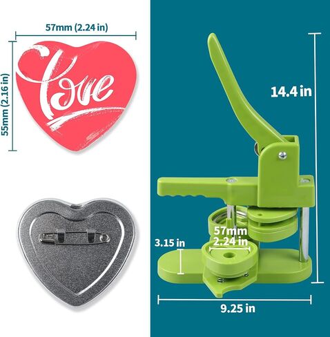 آلة صانع الأزرار 58 مم - (3rd Gen) خالية من التثبيت 58 مم (2.25in) صانع شارة دبوس DIY اضغط على شارة الجهاز لكمة اضغط مع 100pcs أجزاء وصور ودائرة in Kuwait