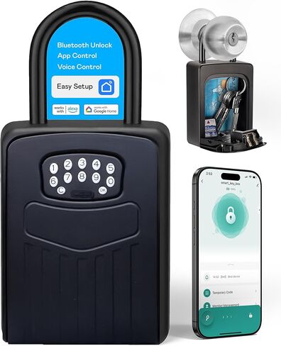 صندوق قفل Kingsley Smart Wall Mount Box مع إدخال Bluetooth بدون مفتاح ، كبير جدًا للمفاتيح وبطاقات الوصول ، قفل تلقائي ، التحكم في التطبيق ، مقاوم للماء IP65 ، رمز آمن ، للمنزل ، المكتب ، و Airbnb (كبير جدًا) in Kuwait