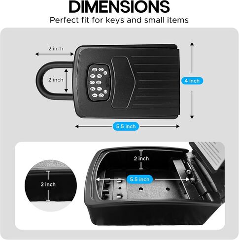 صندوق قفل Kingsley Smart Wall Mount Box مع إدخال Bluetooth بدون مفتاح ، كبير جدًا للمفاتيح وبطاقات الوصول ، قفل تلقائي ، التحكم في التطبيق ، مقاوم للماء IP65 ، رمز آمن ، للمنزل ، المكتب ، و Airbnb (كبير جدًا) in Kuwait