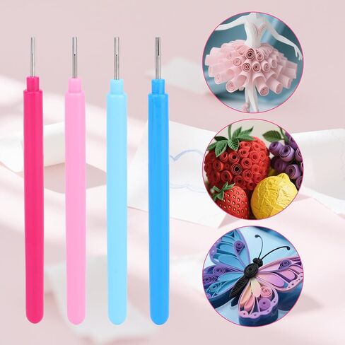 4pcs Paper Quilling Tools, Slotted Curling Pens Paper Flower Rolling Tools for DIY Quilled Creations Card Making Art Crafts Handmade Scrapbooking Supplies (4 Colors) in Saudi Arabia