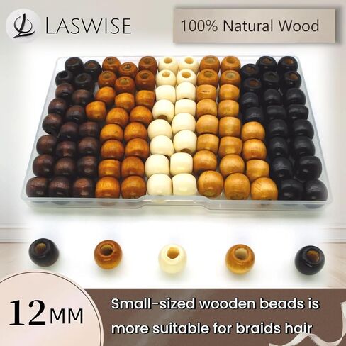 95 Pcs Wood Hair Beads for Braids & Dreadlocks, 12X11mm Natural Wooden Beads Hair Accessories for Braiding & DIY Crafts in Saudi Arabia