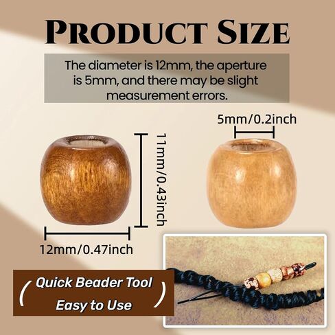 95 Pcs Wood Hair Beads for Braids & Dreadlocks, 12X11mm Natural Wooden Beads Hair Accessories for Braiding & DIY Crafts in Saudi Arabia