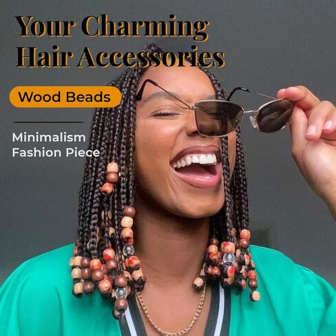 95 Pcs Wood Hair Beads for Braids & Dreadlocks, 12X11mm Natural Wooden Beads Hair Accessories for Braiding & DIY Crafts in Saudi Arabia
