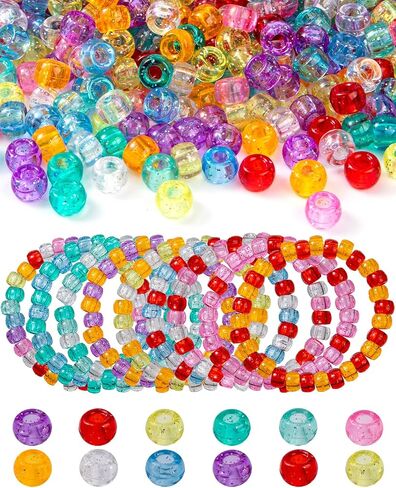 1000+ PCS حبات المهر ، حبات Kandi متعددة الألوان 9 ملم لصنع سوار ، ضفائر الشعر ، القلادات ، سلاسل المفاتيح ، المجوهرات ، وحرف DIY (قوس قزح) in Kuwait