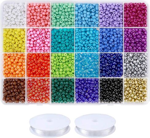 4500pcs Seed Beads 24 Colors 4mm Round Beads for Friendship Bracelet Making Kit Waist Small Bead Rainbow Beads for DIY Crafting 6/0 in Kuwait