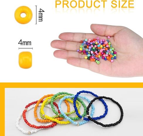 4500pcs Seed Beads 24 Colors 4mm Round Beads for Friendship Bracelet Making Kit Waist Small Bead Rainbow Beads for DIY Crafting 6/0 in Kuwait